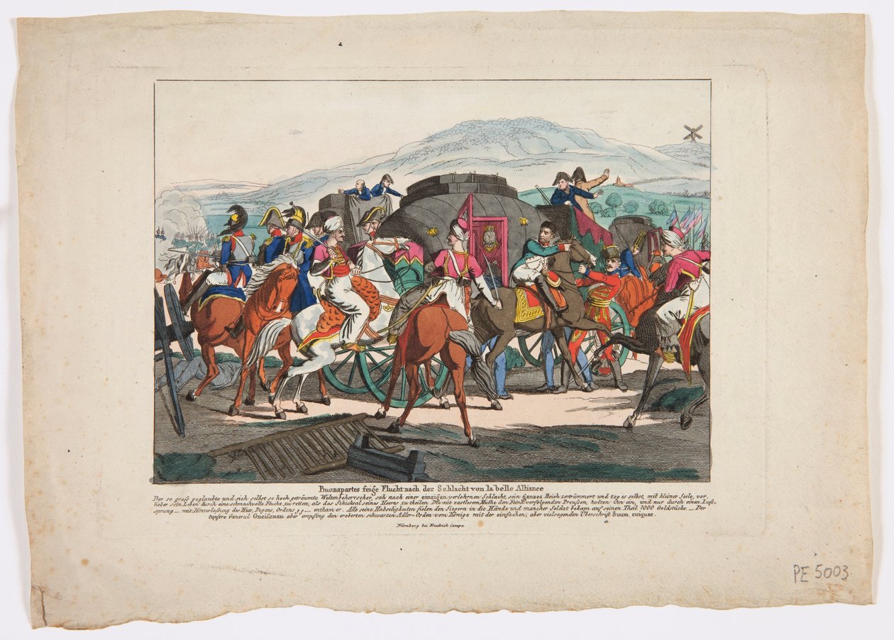 De Vlucht van Napoleon van de Slag bij Waterloo, 1815 door Friedrich Campe