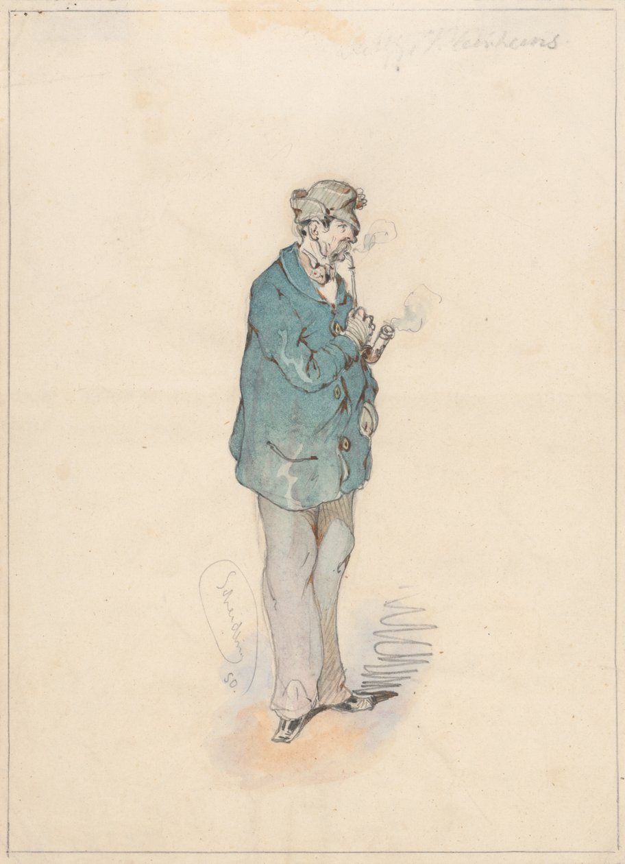 Man met een pijp door Friedrich Carl von Scheidlin