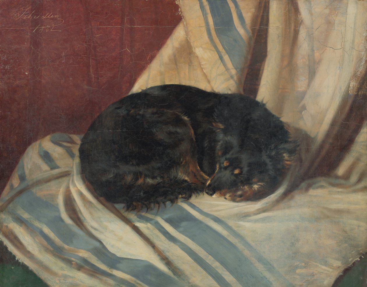 Studie van een liggende hond door Friedrich Carl von Scheidlin