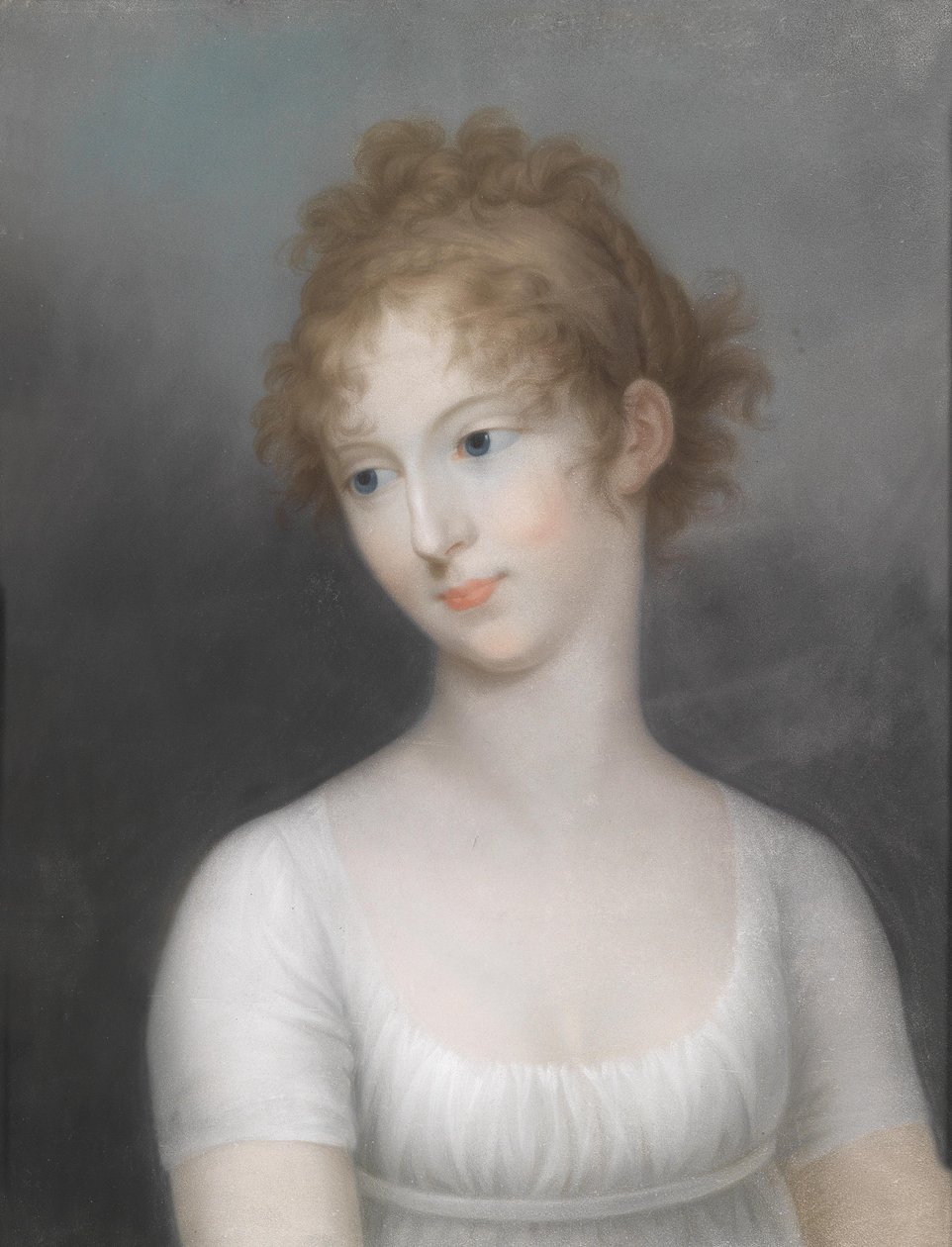 Portret van Elena Pavlovna in witte jurk door Friedrich Erhard Wagner
