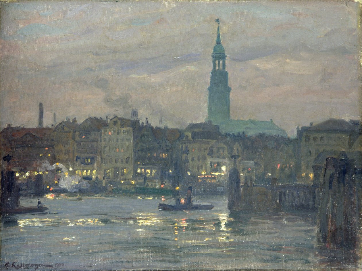 Het Aansteken van de Lichten, 1904 door Friedrich Kallmorgen