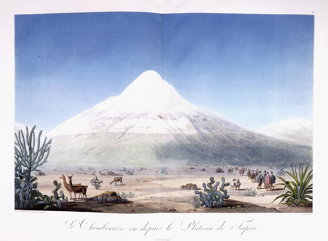 Le Chimborazo gezien vanaf het Plateau van Tapia door Friedrich Alexander Baron von (after) Humboldt