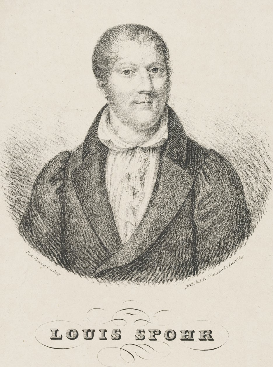 Portret van Louis Spohr 1784-1859, ca. 1830-1840 door Friedrich August Fricke