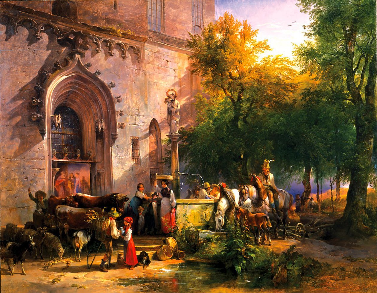 Bij de kloostergrot, 1836 door Friedrich August Matthias Gauermann