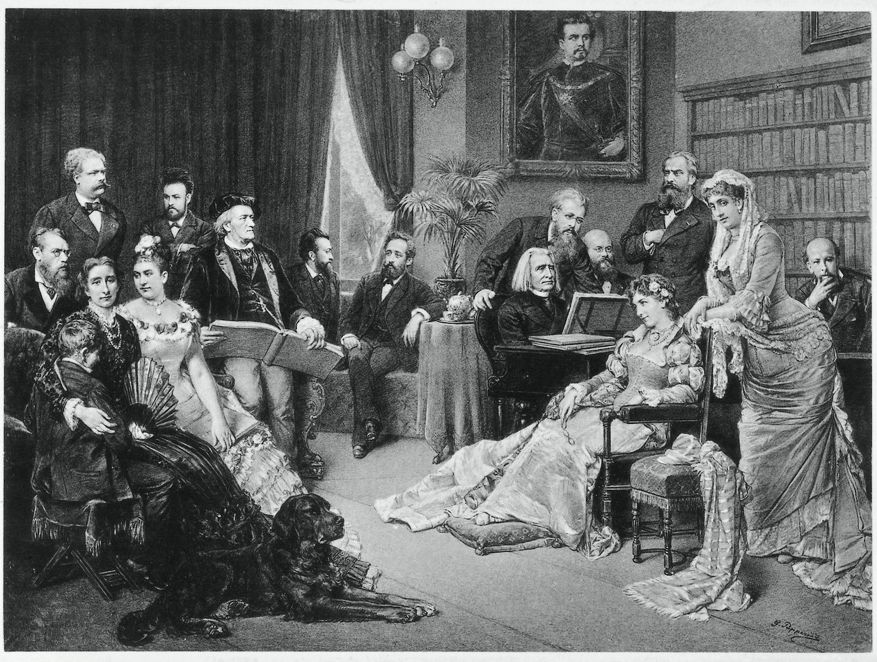Richard Wagner en Liszt in Bayreuth met Cosima en Siegfried - naar Fritz Georg Papperitz door Friedrich Georg Papperitz