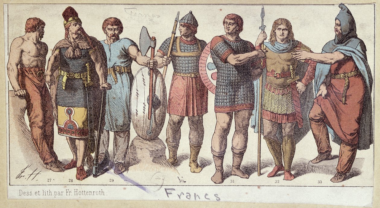Kostuums van Frankische soldaten, c.1880 door Friedrich Hottenroth