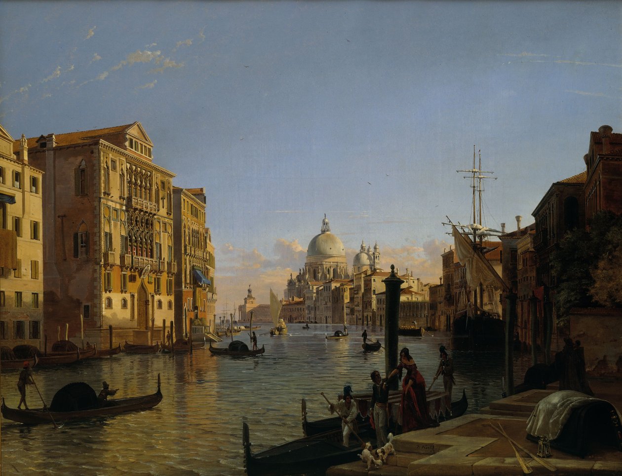 Canal Grande met uitzicht op Santa Maria della Salute Venetië door Friedrich Nerly