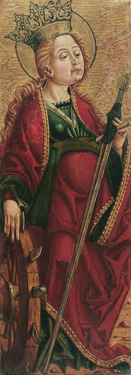Heilige Katherina (binnenzijde) en Heilige Stephanus? (buitenzijde) door Friedrich Pacher (Umkreis)
