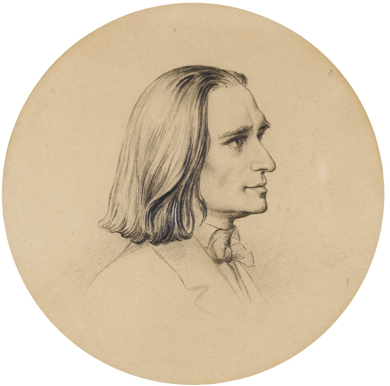 Portrettekening van Franz Liszt door Friedrich Preller the Elder