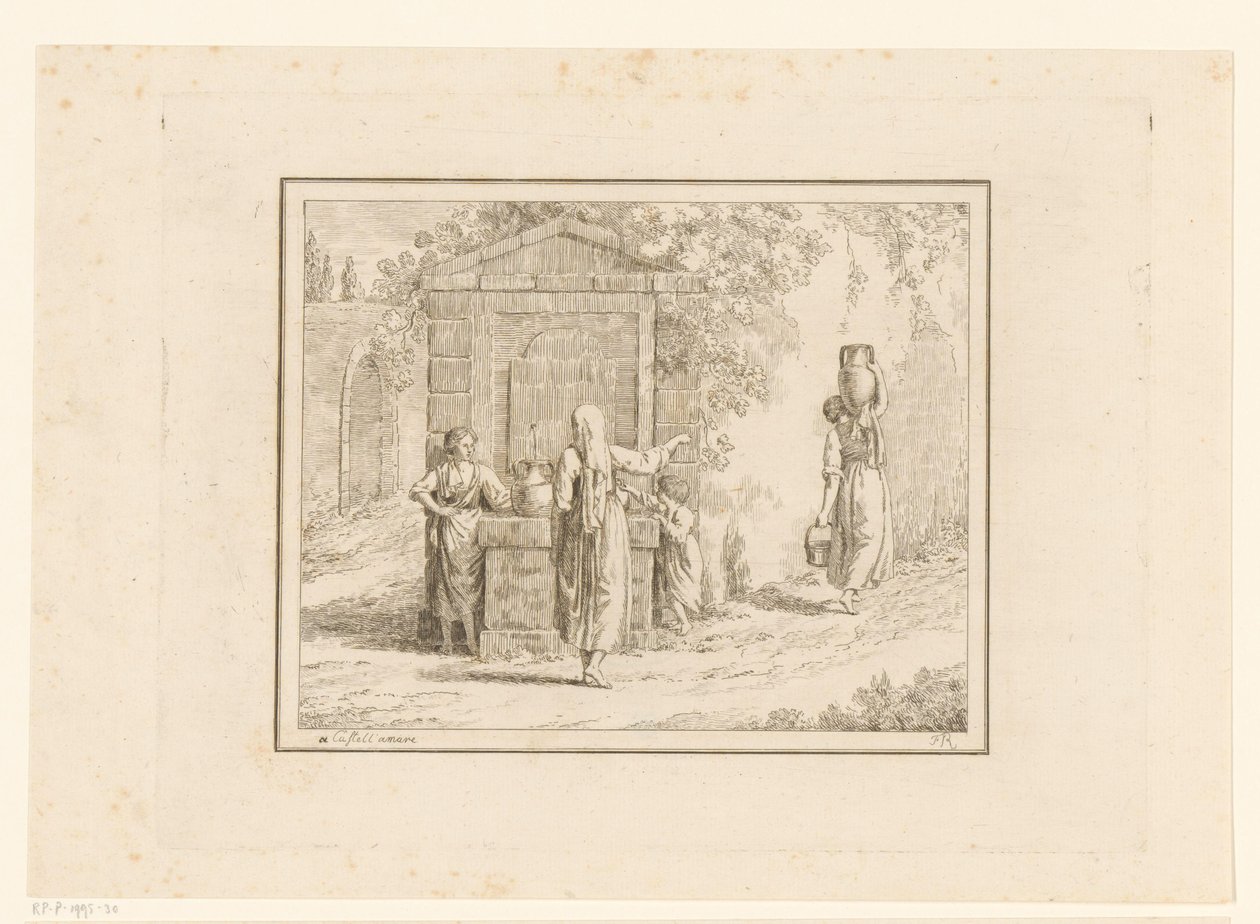 Vrouwen bij waterput door Friedrich Rehberg