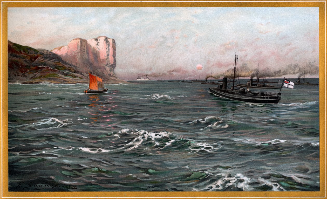 Keizerlijke Marine Bliz met torpedobootdivisies bij Stubbenkammer van Friedrich Schwinge, nr10 uit G. Wislicenus, Onze oorlogsvloot. door Friedrich Schwinge
