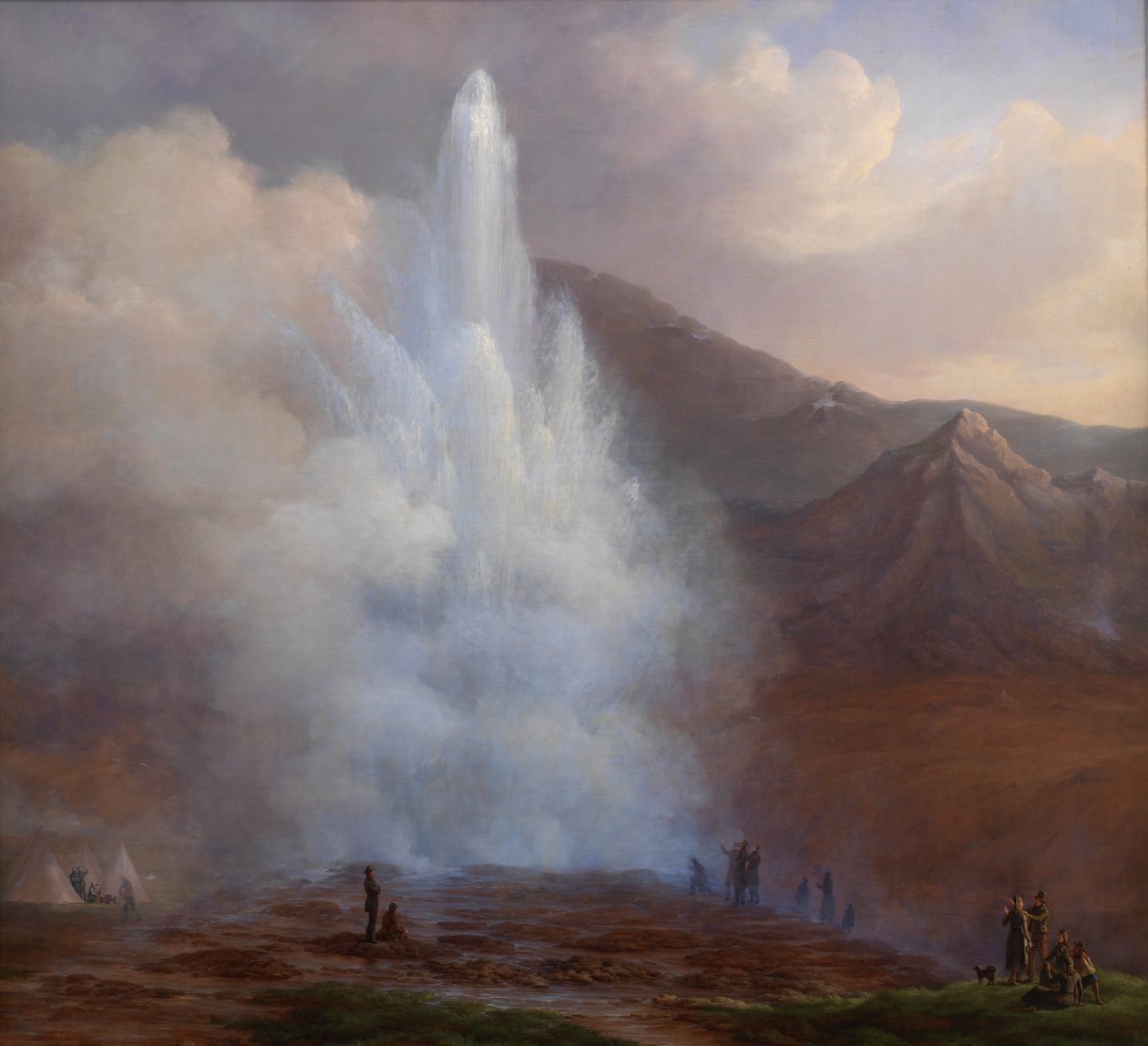 De Uitbarsting van de Grote Geiser in IJsland in 1834 door Friedrich Theodore Kloss