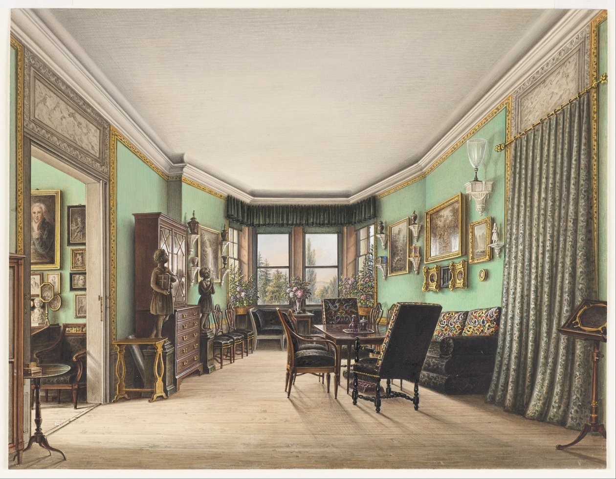 Een kamer in kasteel Buchwald door Friedrich Wilhelm Klose
