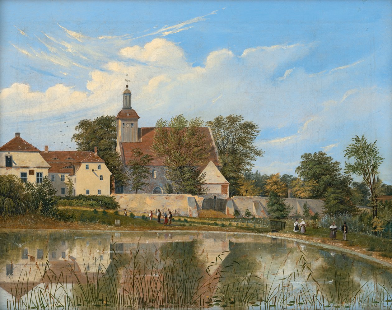 Duits: Uitzicht op de dorpskerk in Tempelhof door Friedrich Wilhelm Klose