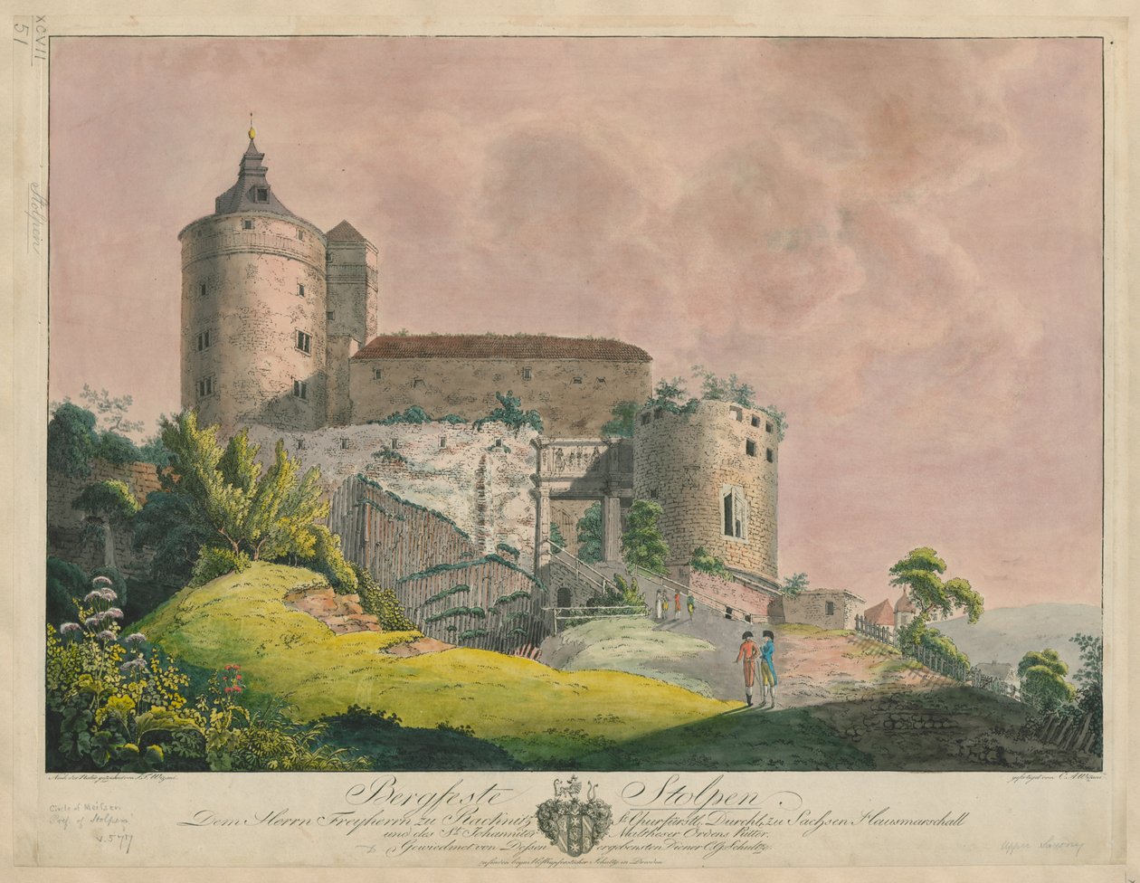 Bergfeste Stolpen, ca. 1800 door Friedrich or Johann Friedrich Wizani
