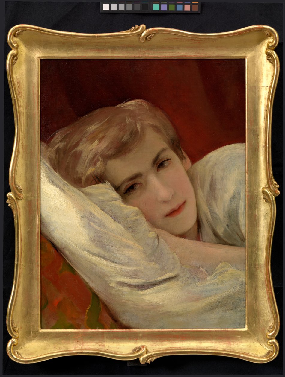 Friedrich (Fritz) Amerling op zijn ziekbed (zoon van de kunstenaar) door Friedrich von Amerling