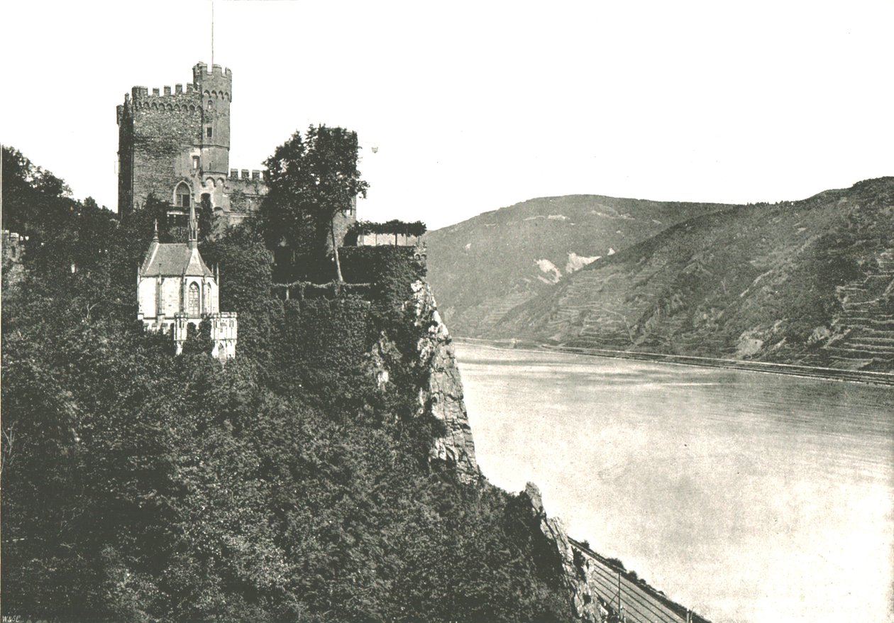 Rheinstein Kasteel aan de Rijn, Duitsland door Frith and Co