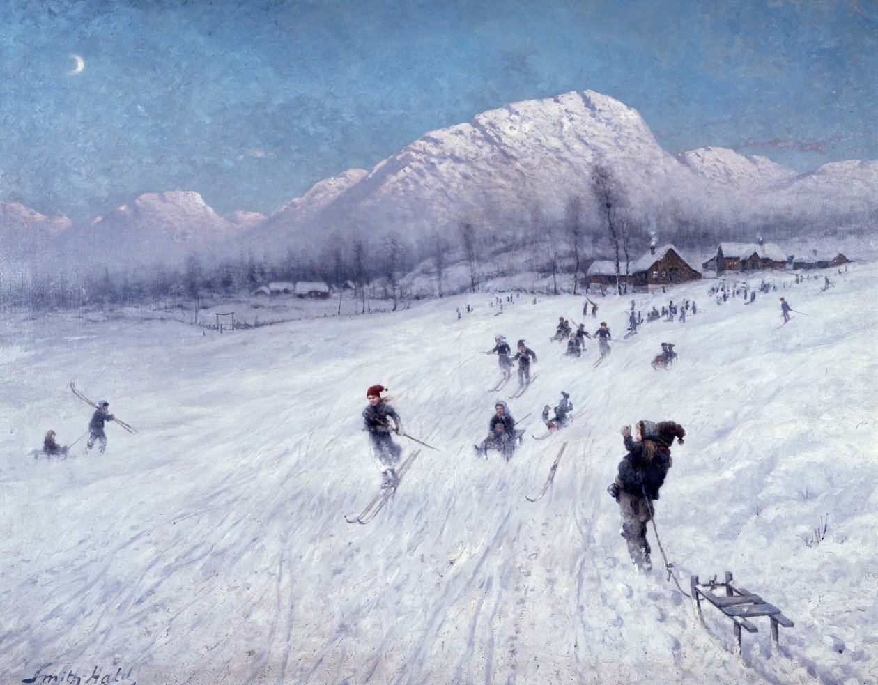Wintermiddag onder Ulriken (Bergen) door Frithjof Smith Hald