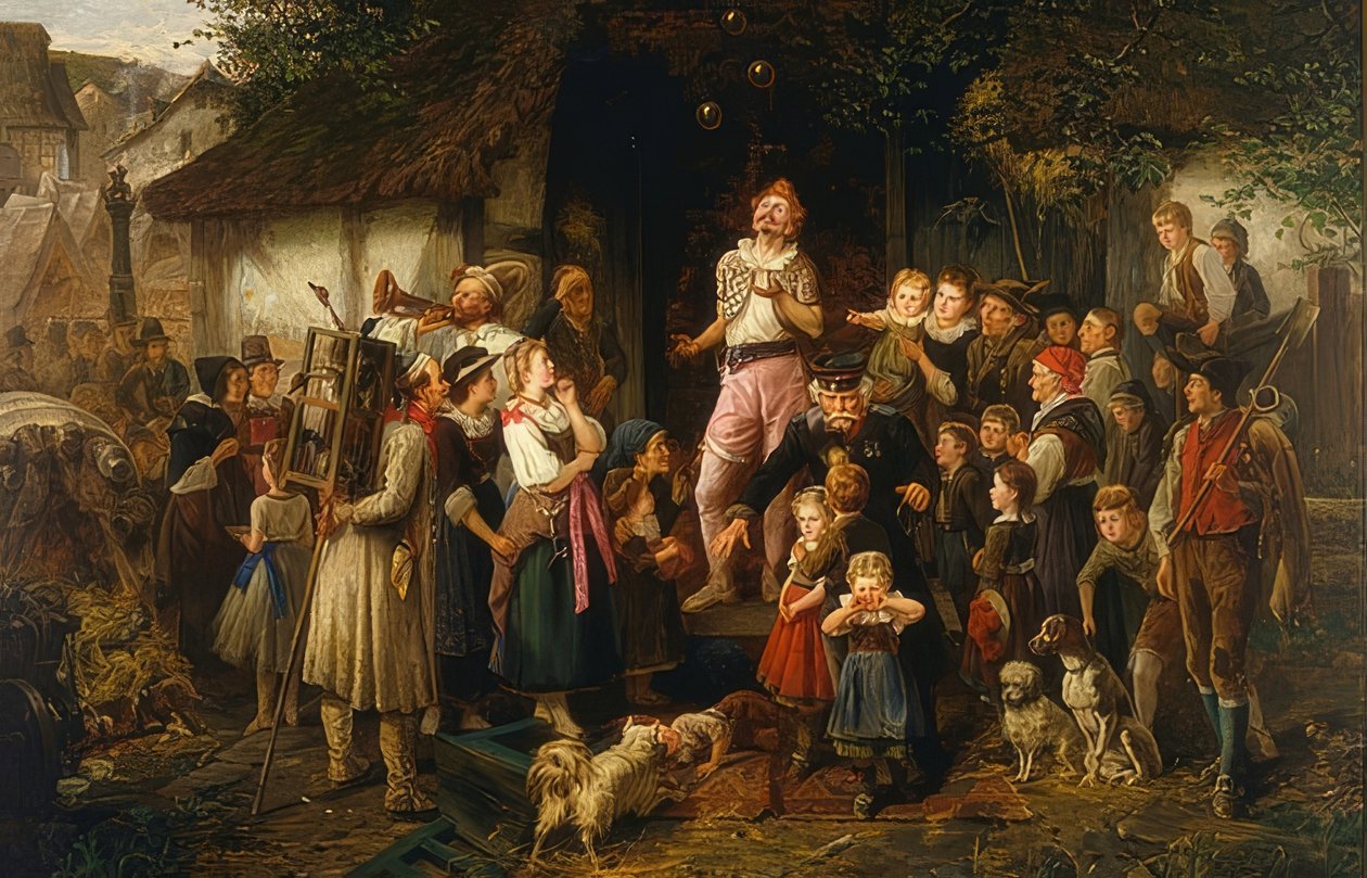 De jongleur: een dorpsfeest. 1873 door Fritz Beinke