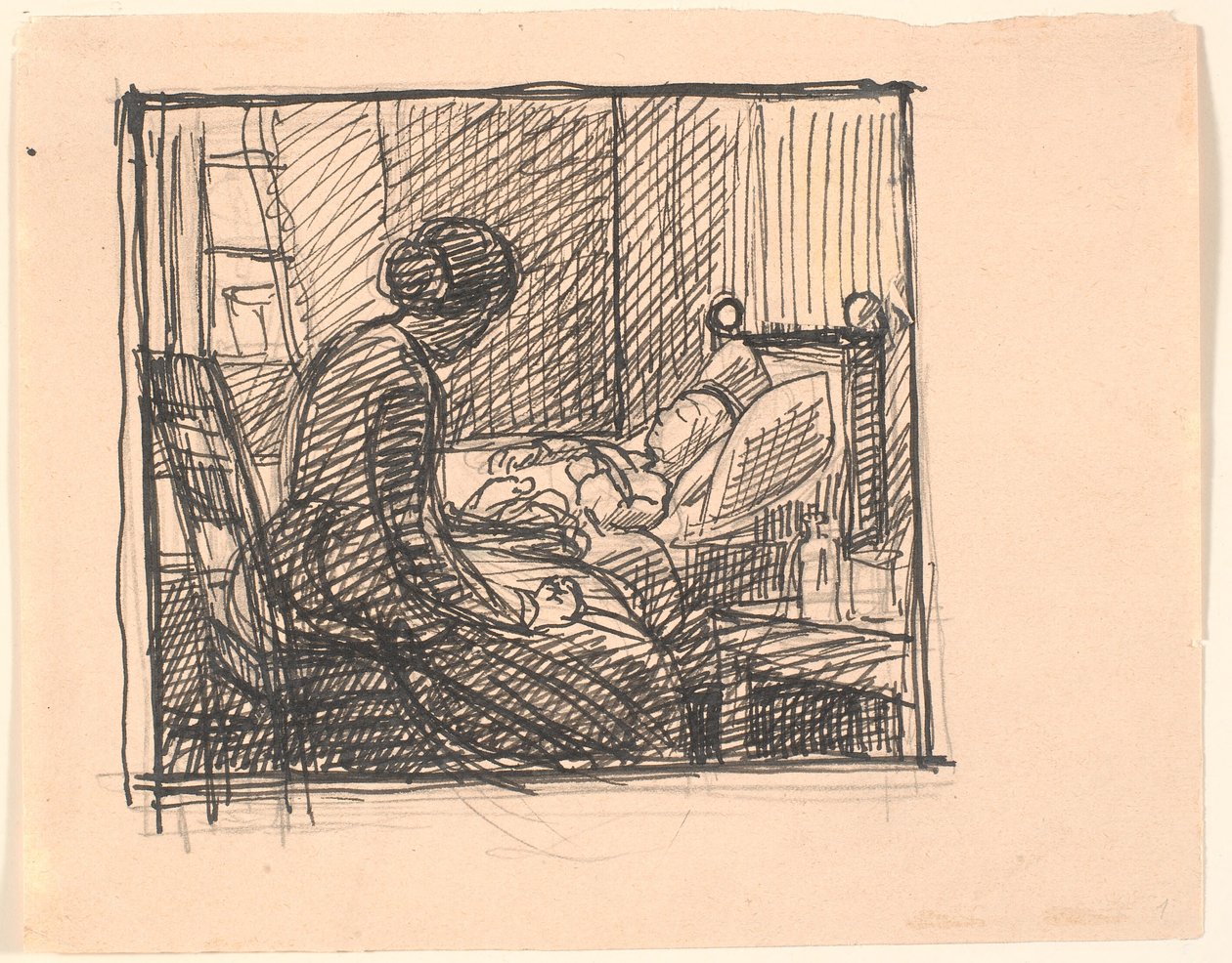 Er zat een moeder bij haar kleine kind... door Fritz Syberg