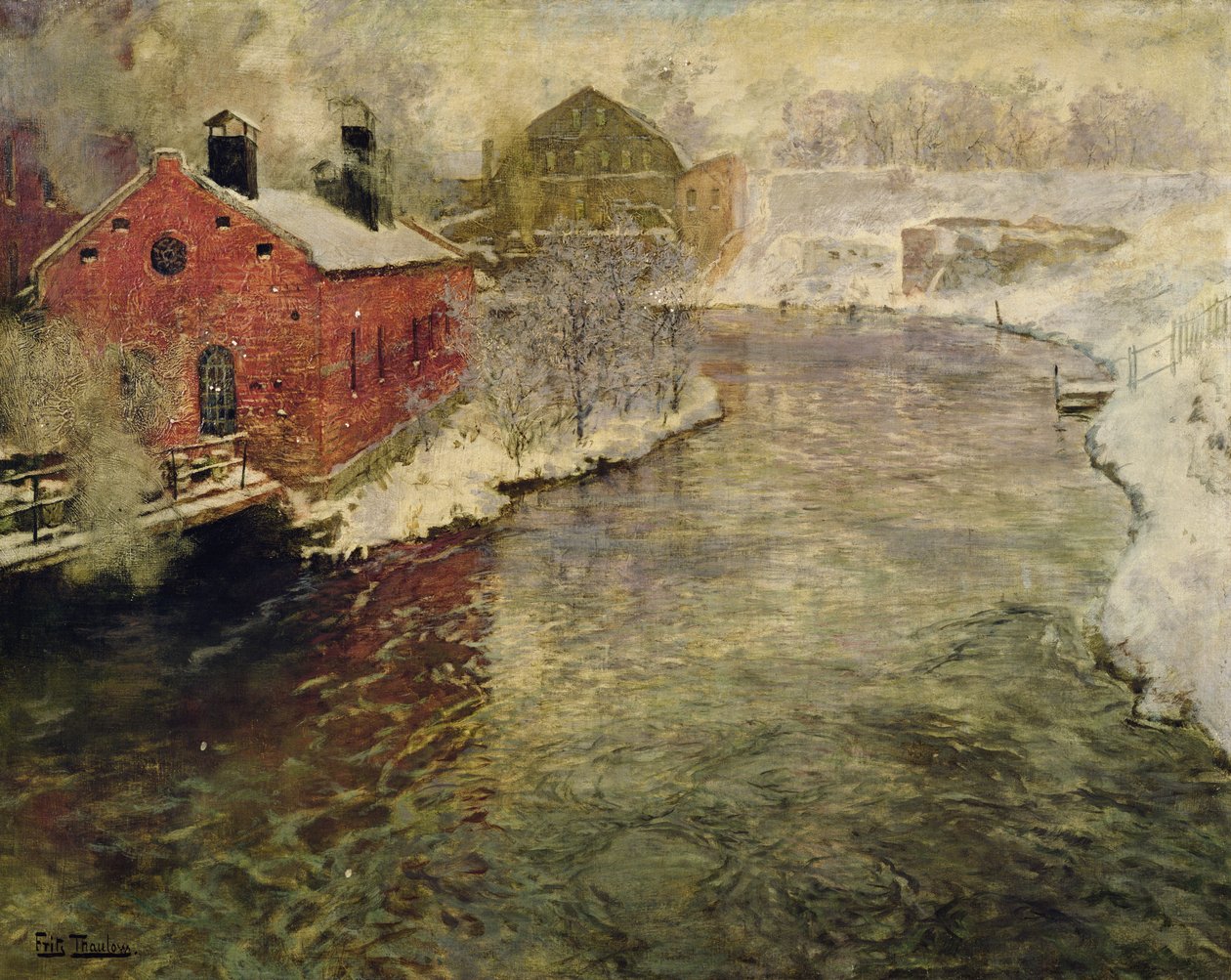 Fabrieken bij de Akersrivier (Kristiania/Oslo) door Fritz Thaulow