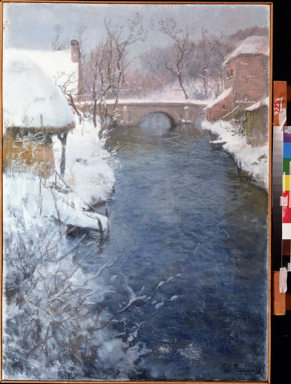 Winterlandschap met rivier door Fritz Thaulow