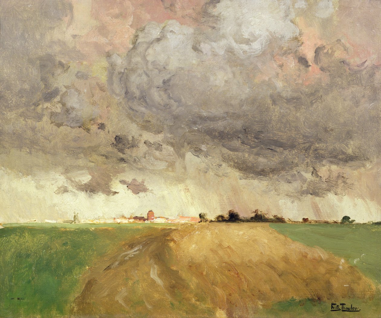 Storm in Delft door Fritz Thaulow