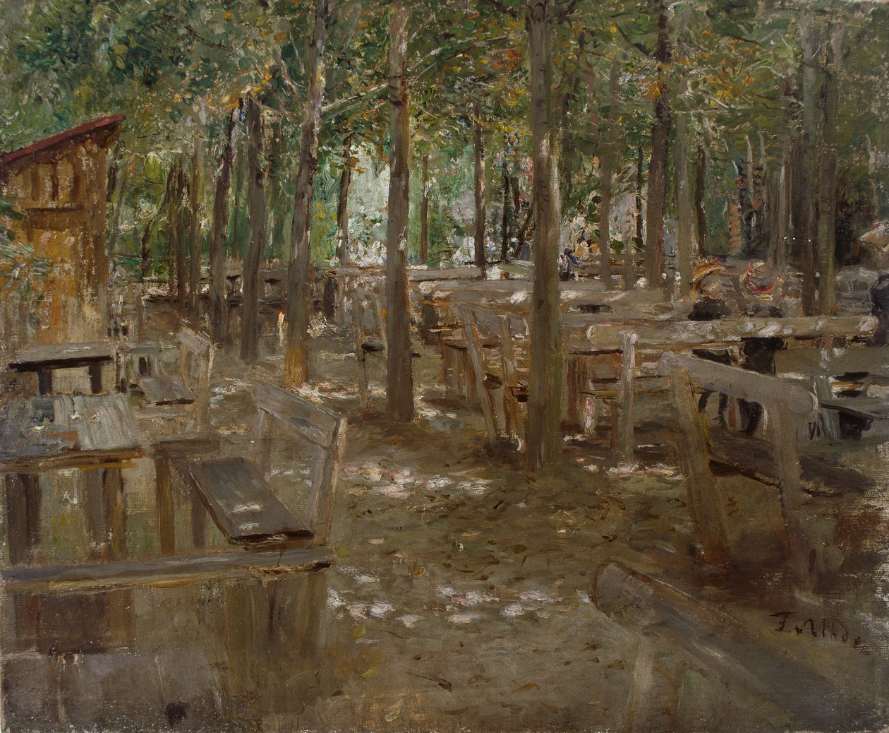 Oude biertuin door Fritz von Uhde