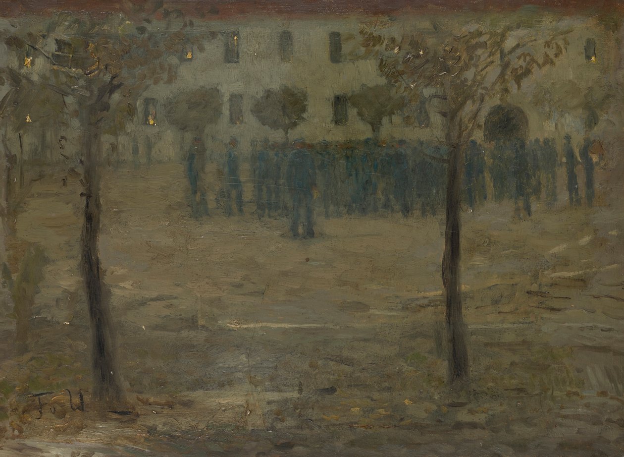 Op de binnenplaats van de kazerne door Fritz von Uhde