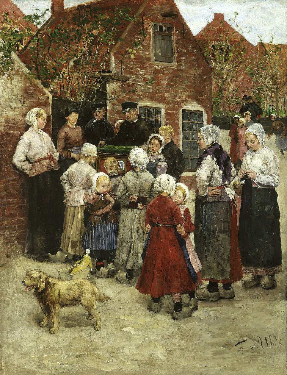 Draaiorgelspeler in Zandvoort door Fritz von Uhde