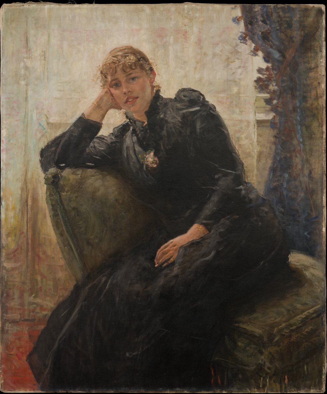 Portret van een dame (Portret van Therese Karl) door Fritz von Uhde