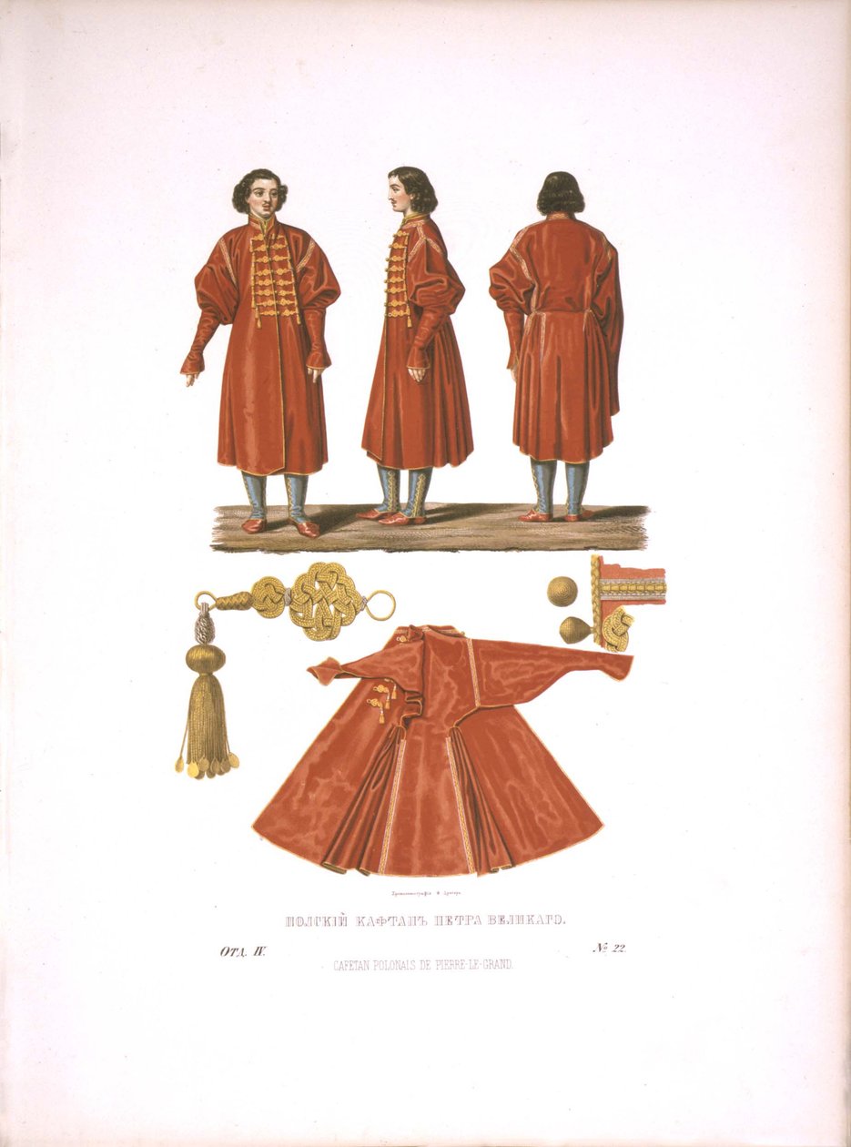 Een Poolse kaftan van Peter de Grote. Uit de Oudheden van de Russische Staat door Fyodor Grigoryevich Solntsev