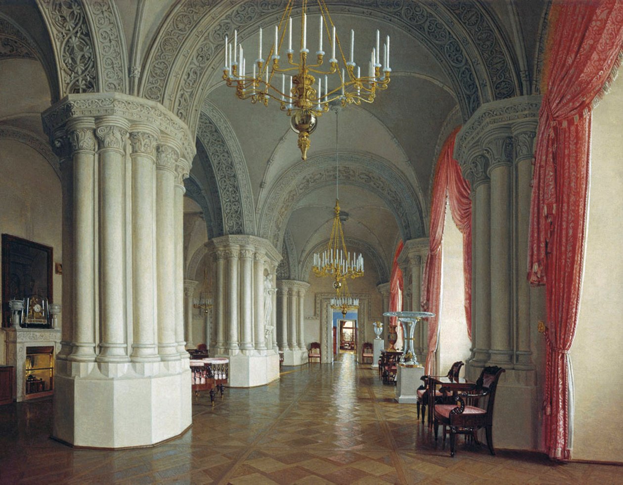 De Gotische Zaal in het Winterpaleis in Sint-Petersburg, 1840s door Fyodor Osipovich Yushkov