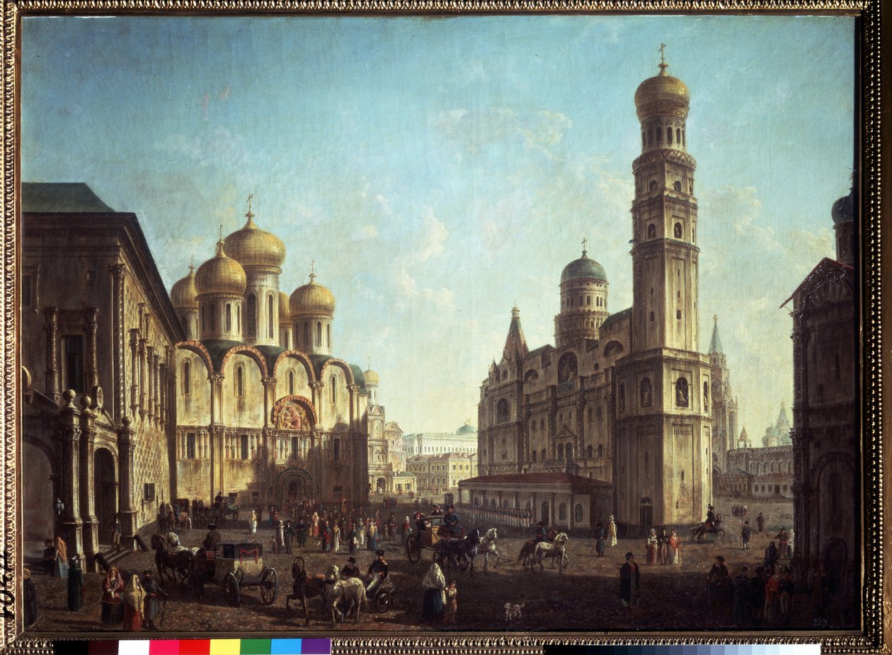 Het kathedraalplein in het Kremlin van Moskou. Schilderij van Fyodor Yakovlevich Alexeev (1753-1824) door Fyodor Yakovlevich Alexeev
