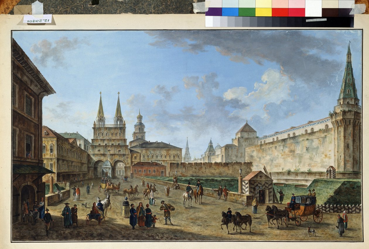 Moskou, zicht op de Opstandingspoort op het Rode Plein door Fyodor Yakovlevich Alexeev
