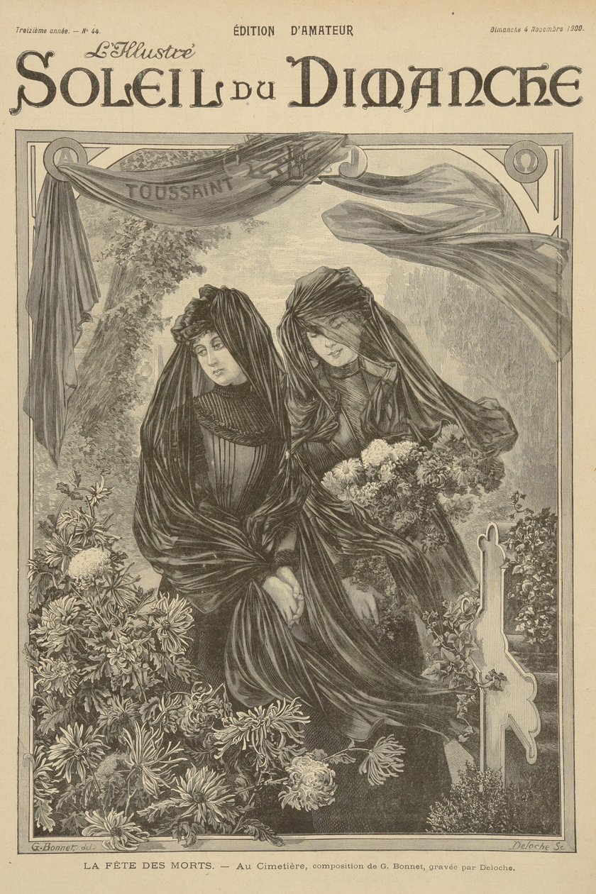 Allerheiligen, van de omslag van Soleil du Dimanche, zondag 4 november 1900 door G. Bonnet