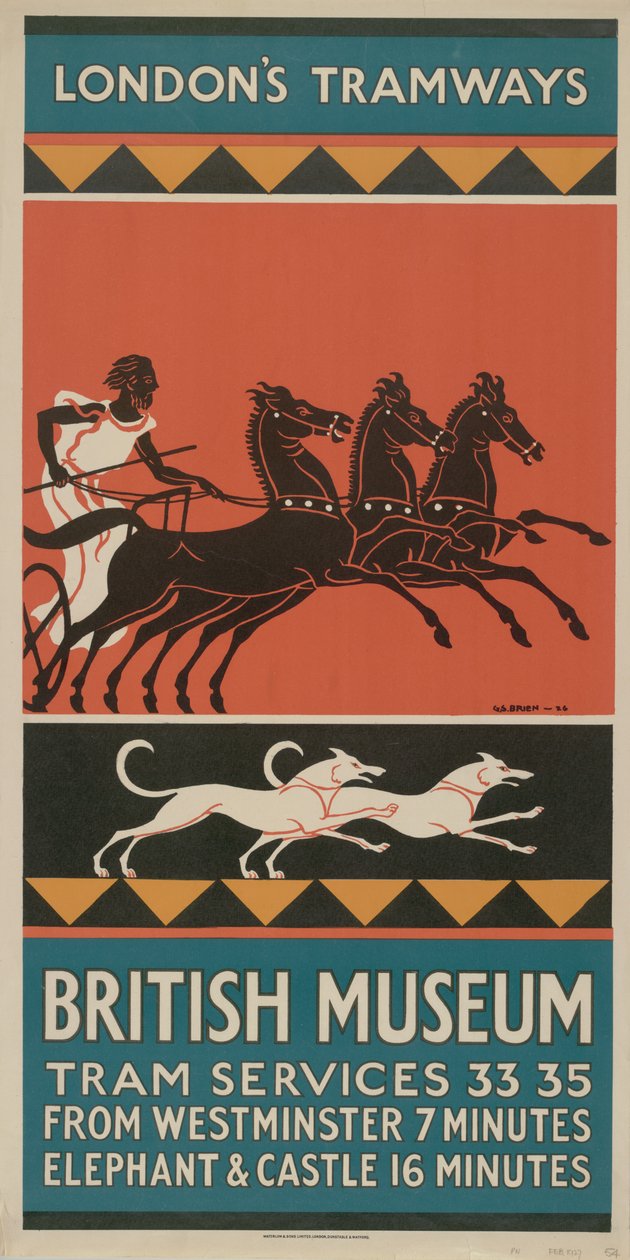 British Museum, Tramdiensten 33, 35, 1927 door G. Stanislaus Brien
