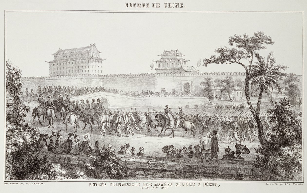 De triomfantelijke intocht van de geallieerde legers in Peking, 25 oktober 1860, uit De oorlog in China, 1862 door G.C. de Fortavion