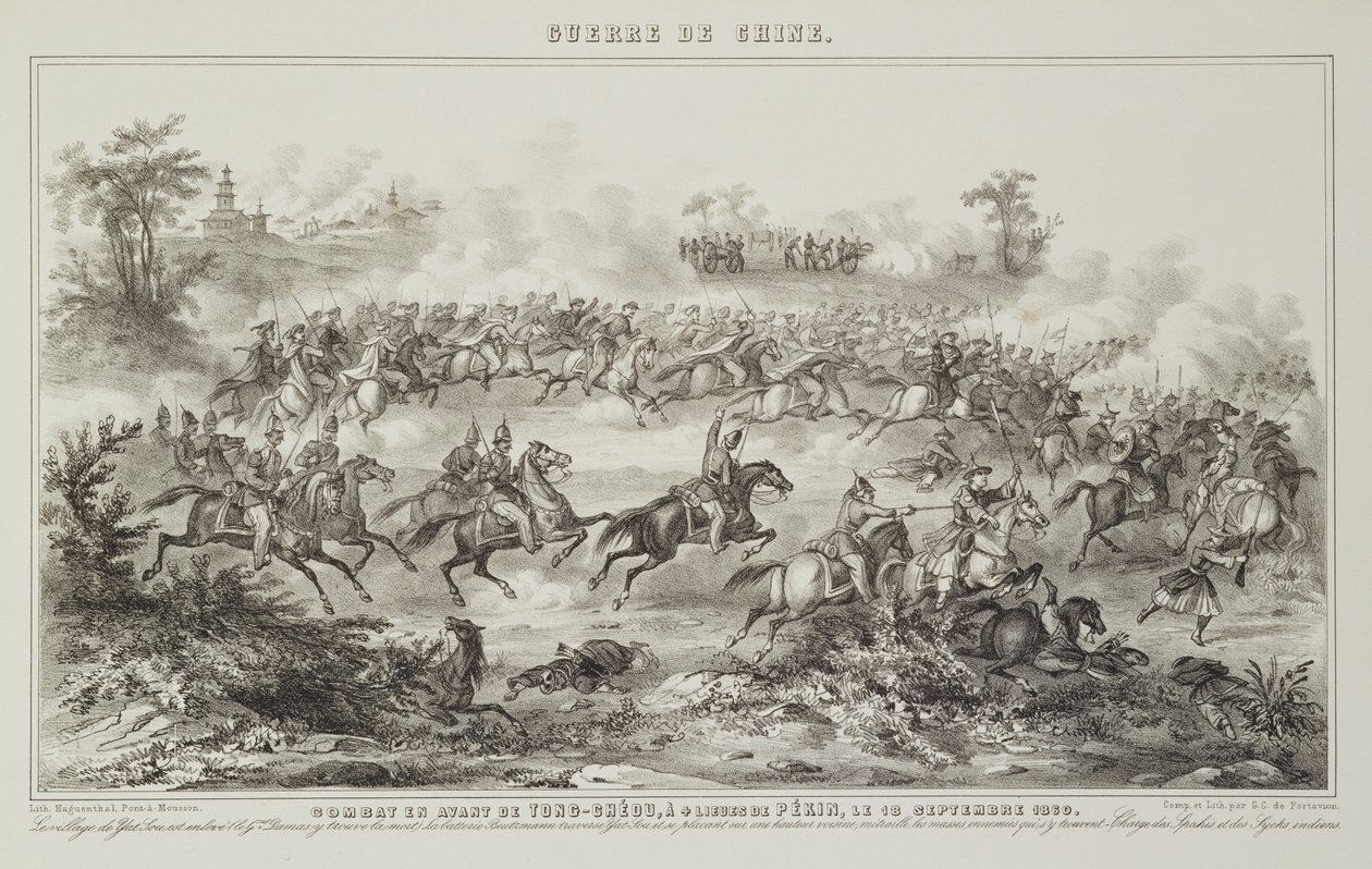 De Slag bij Chang-Kia-Onang, voor Tong-Cheou, 18 september 1860, uit De Oorlog in China, 1862 door G.C. de Fortavion