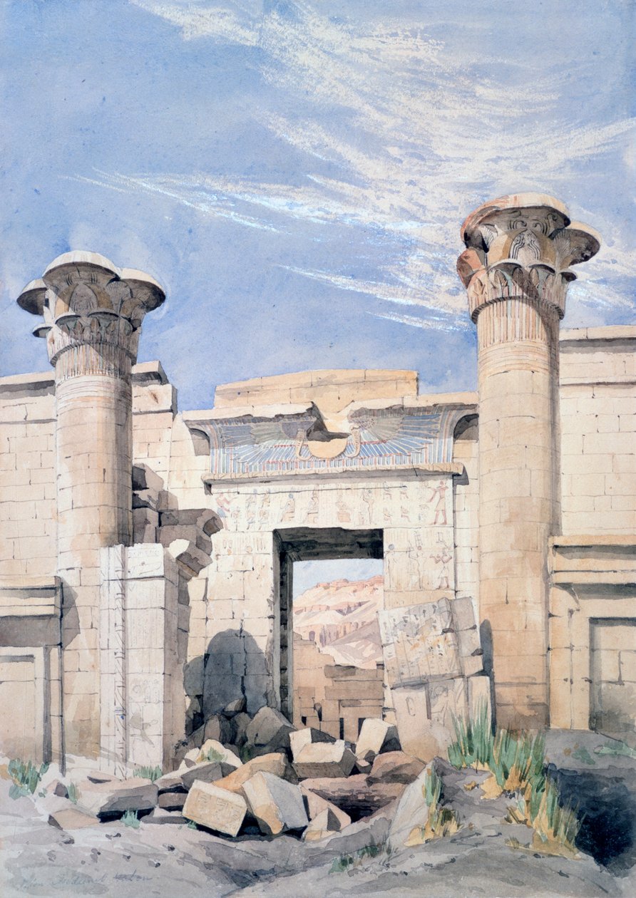 Ingang van de Tempel van Ramses III, Egypte, 19e eeuw door GF Weston