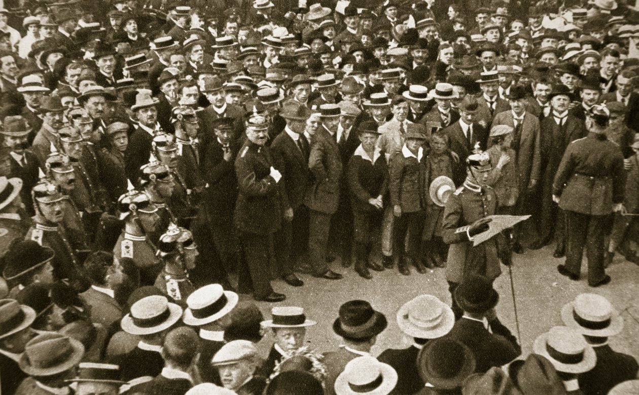 De oorlogsverklaring van de keizer wordt voorgelezen, Berlijn, Duitsland, 4 augustus 1914 door GPA