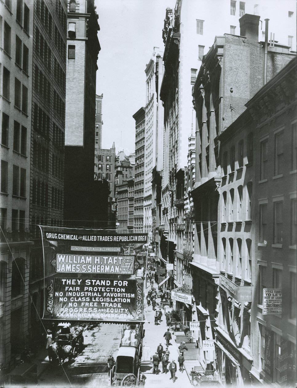 Taft en Sherman Banner op Maiden Lane, New York City, 1908 door G.P. Hall und Sohn