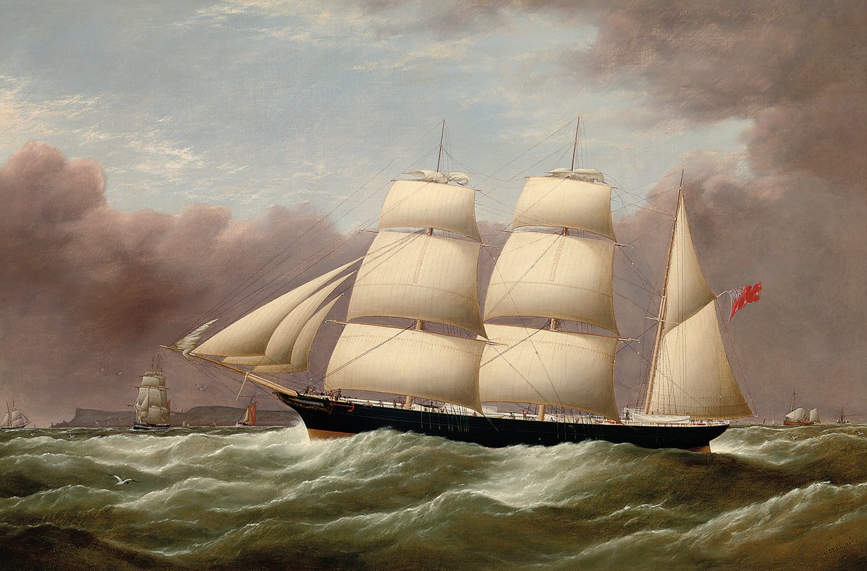 De Bark Alfred Hawley bij de Skerries op weg naar Liverpool, 1860 door G. Dell