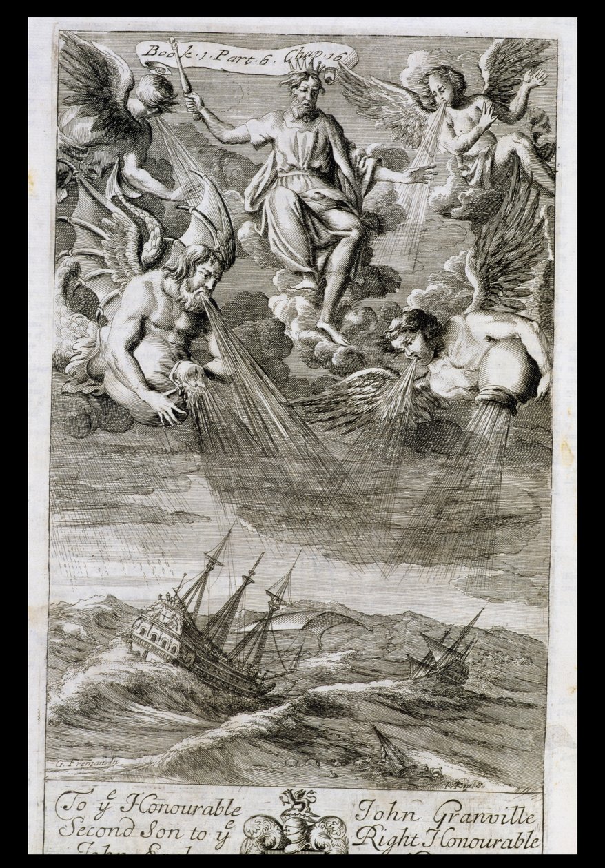 Jupiter werpt een storm op de oceaan, illustratie uit Boek 1 Deel 6 Hoofdstuk 16 van 