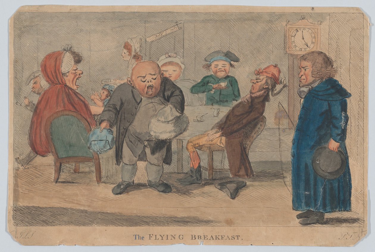 Het vliegende ontbijt, of de inhoud van een nachtkoets, 9 maart 1792 door G L S