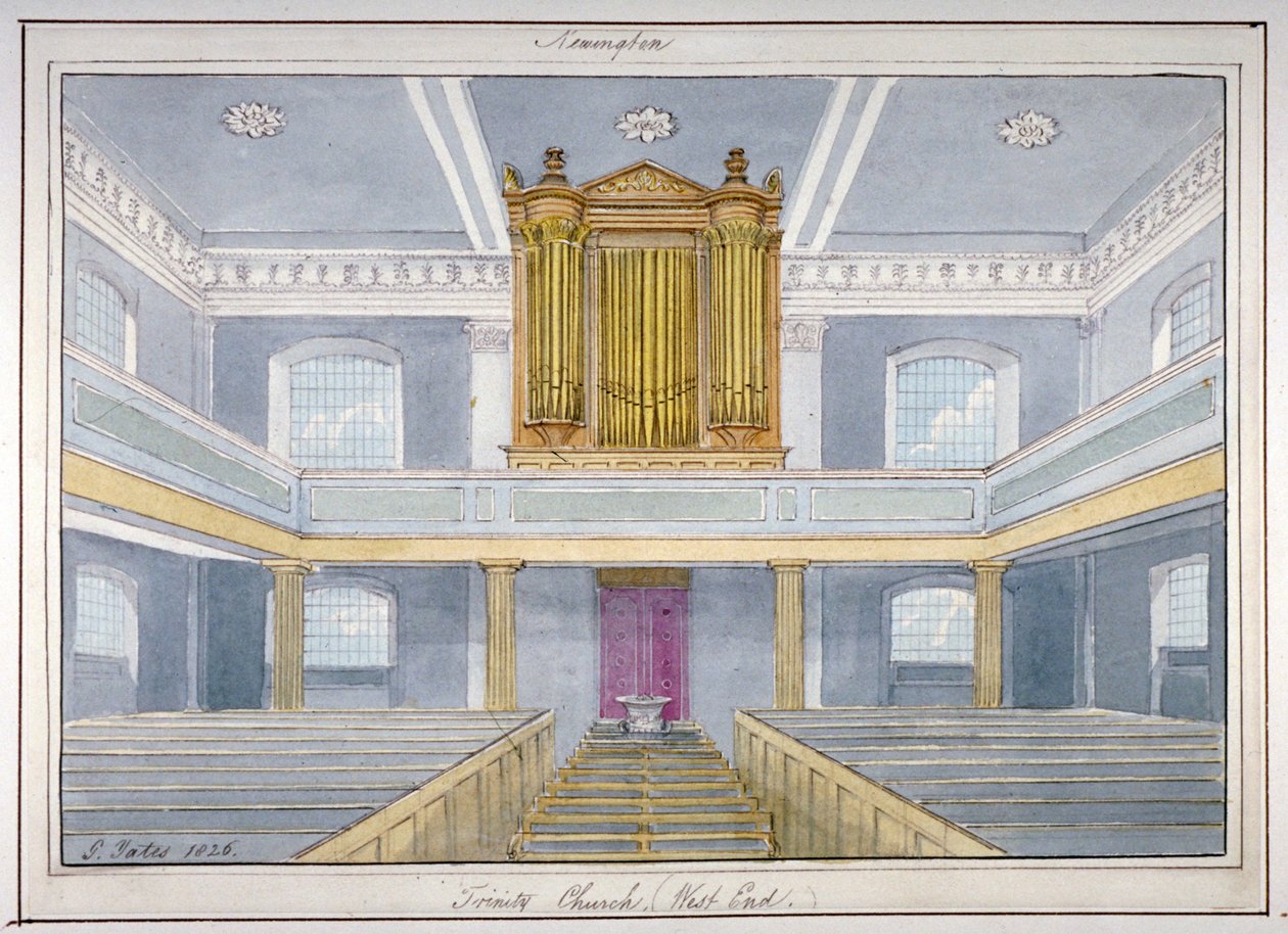 Interieur van de Heilige Drie-eenheidskerk, Newington, Southwark, Londen door G Yates