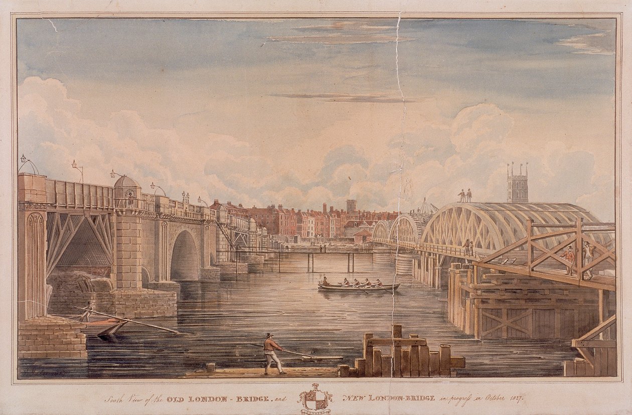 London Bridge oud en nieuw, Londen door G Yates