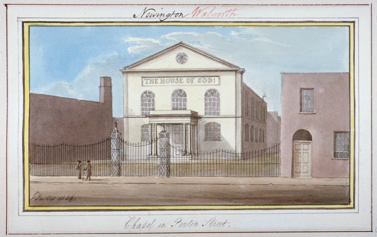 Uitzicht op de kapel in Penton Street, Southwark, Londen, 1825 door G Yates