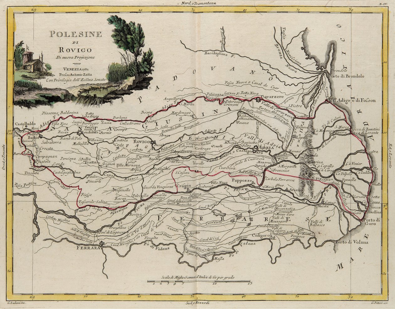 Landgebied van de staat Veneto: gebied van Rovigo, gravure door G. Zuliani uit Tome II van de 