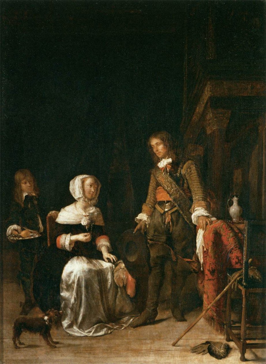 Soldaat Brengt een Bezoek aan een Jonge Dame door Gabriel Metsu